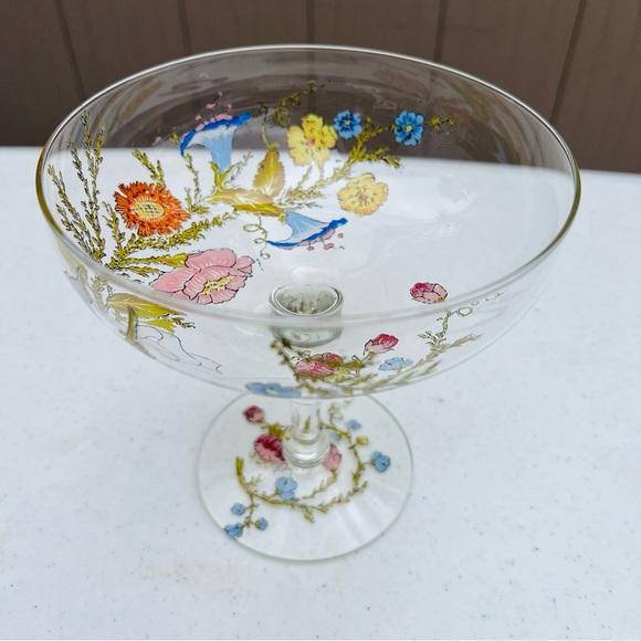 Other - Vintage Mcm Dorothy Thorpe Wildflower DTC6  Compote Bowl Lg Margarita Glass